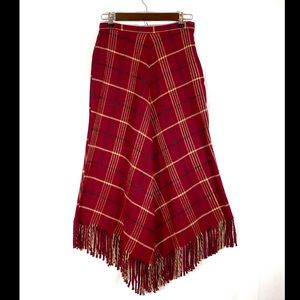 J G Hook Plaid Fringe Wool Skirt!